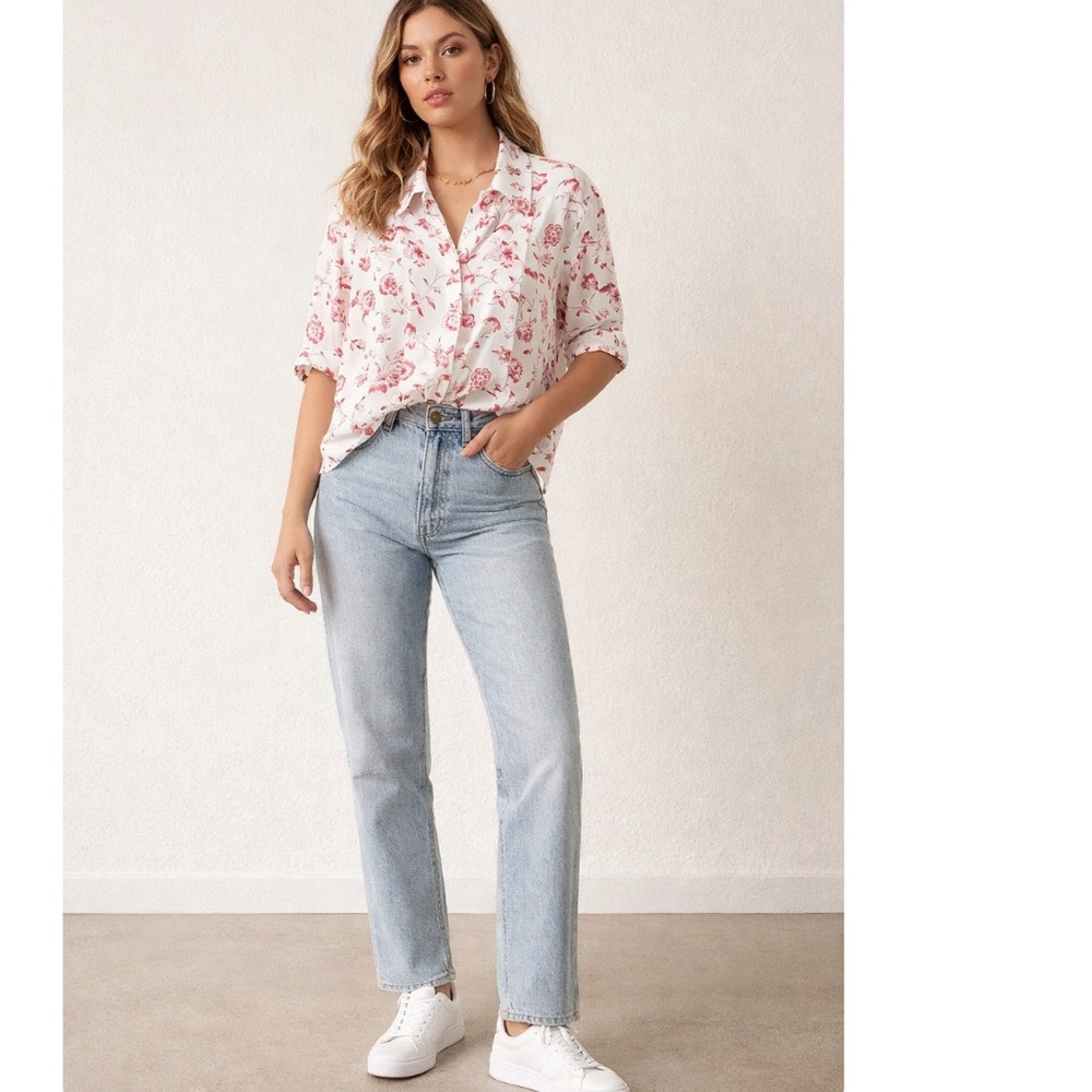 Halston III Pleated Floral Blouse Vintage Button Up Granny Grandmacore FLAW